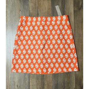 NWT J. Crew Women's Orange White Floral Boho Retro Straight Mini Skirt Size 6